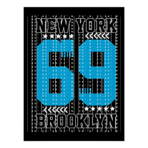 Póster Brooklyn 69: Borde Urbano y Estilo Numérico