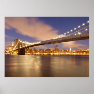 Póster Brooklyn Bridge and Manhattan at Night.
