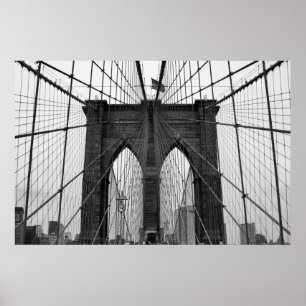 Póster Brooklyn Bridge B&W