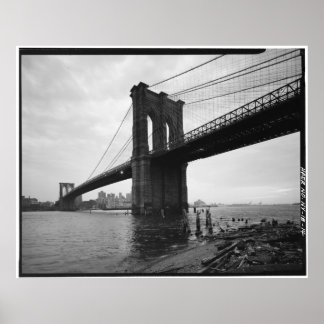 Póster Brooklyn Bridge: Fotografía en blanco y negro