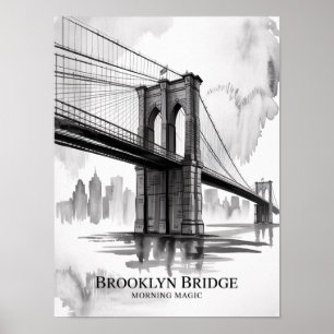 Póster Brooklyn Bridge Morning Magic Tinta