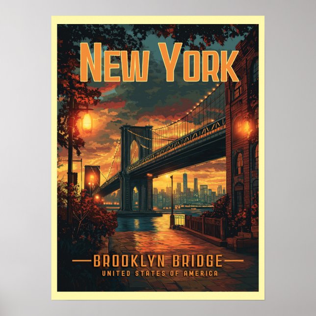Póster Brooklyn Bridge Sunrise - Un viaje asombroso (Frente)