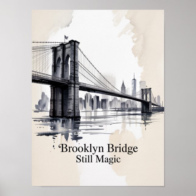 Póster Brooklyn Bridge Todavía Mágico Tinta (Frente)