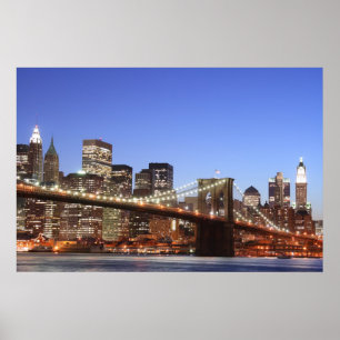 Póster Brooklyn Bridge y Manhattan Skyline