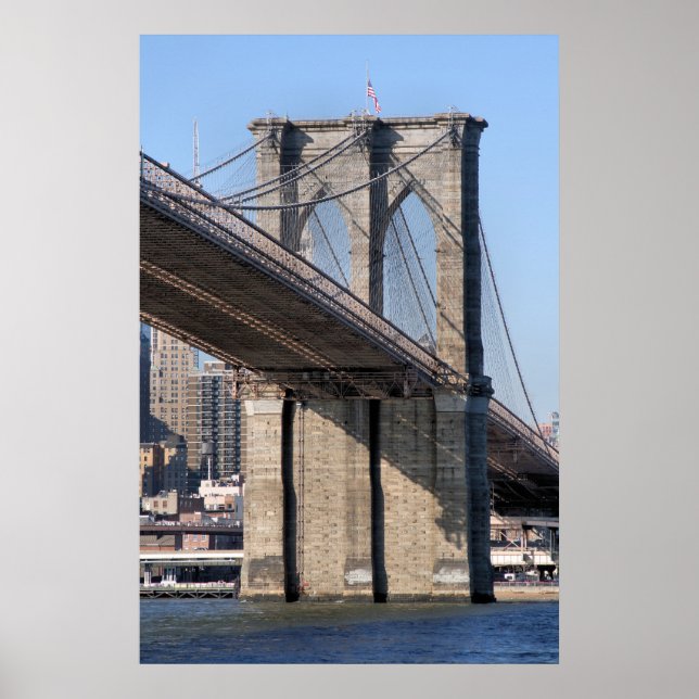 Póster Brooklyn Bridge y Manhattan Skyline (Frente)