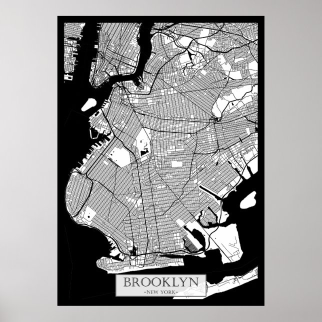 Póster Brooklyn New York Map (Frente)