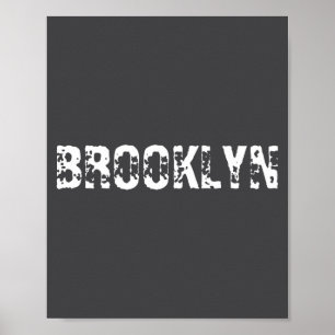 Póster Brooklyn Nueva York Ciudad Nyc Texto Blanco Nostál