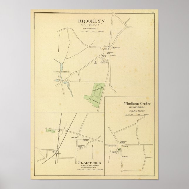Póster Brooklyn, Plainfield, Windham Center (Frente)