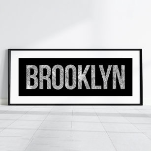 Póster Brooklyn Vintage Black and White Map Typography
