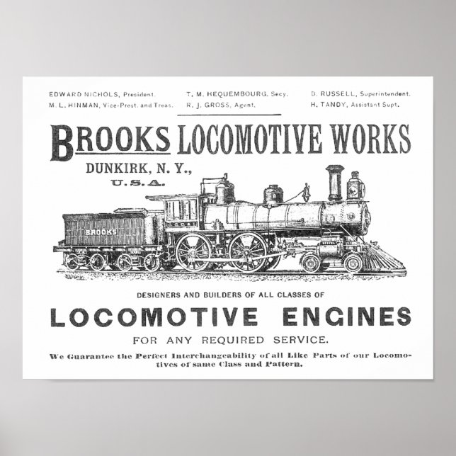 Póster Brooks Steam Locomotive Works 1890 Poster-2 (Frente)