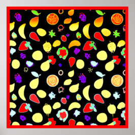 Póster Brote de frutas tropicales neonesas