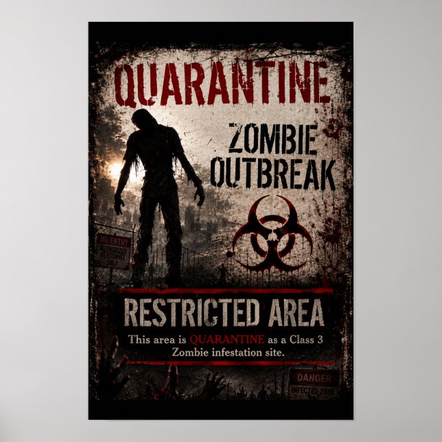 Póster Brote de Zombies en Cuarentena – Área Restringida (Frente)