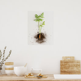 Póster Brote Zanahoria Minimalista Foto Botánica