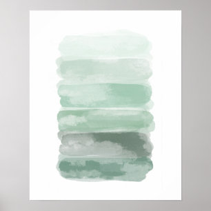 Póster Brotes de pincel de color de agua verde