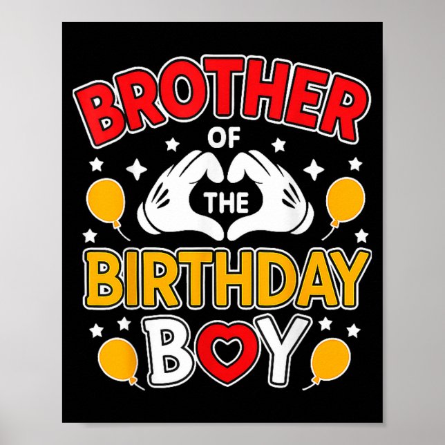 Póster Brother Of The Birthday Boy For Matching Family Pa (Frente)
