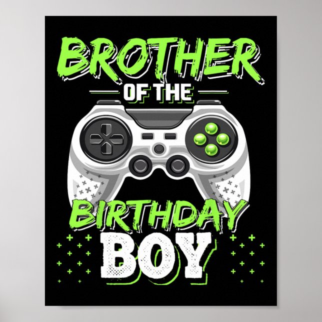 Póster Brother Of The Birthday Boy Matching Video Game Bi (Frente)