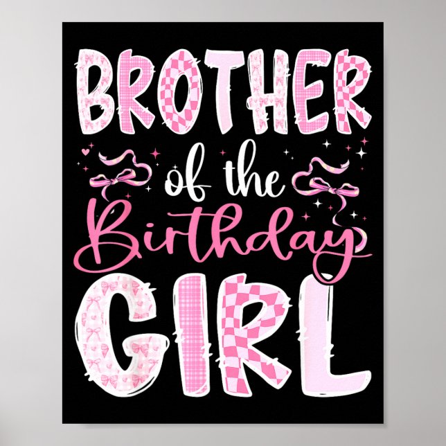 Póster Brother Of The Birthday Girl Nk Coquette Bow Famil (Frente)