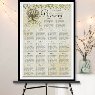 Póster Brown and Green Swirl Tree Reception Seating Chart