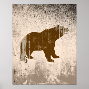 Póster BROWN BEAR distressed