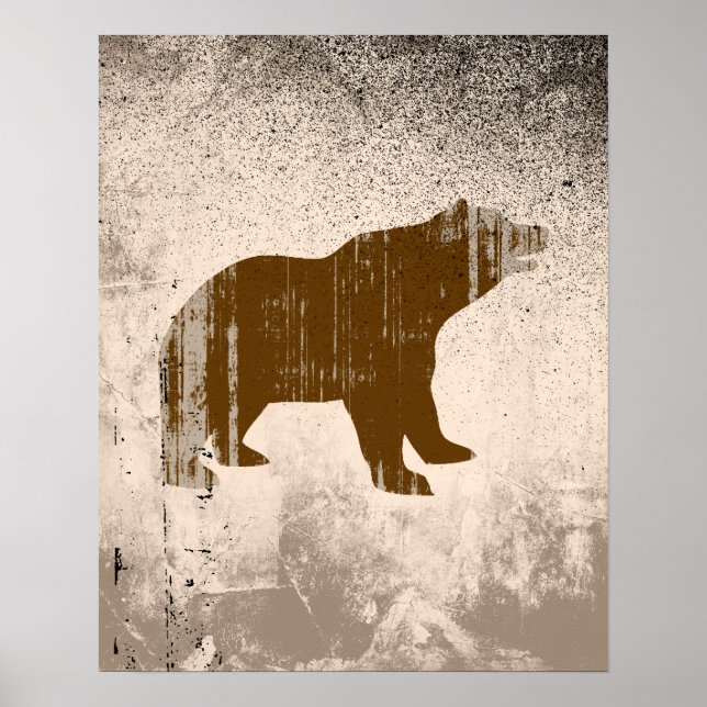 Póster BROWN BEAR distressed (Frente)