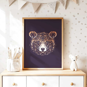 Póster Brown Bear Forest Animal Wall Print