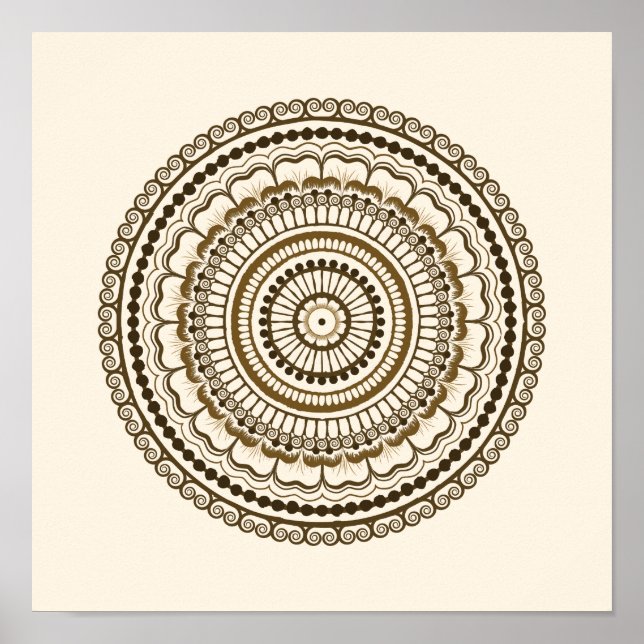 Póster Brown Earth Tones Henna Mandala (Frente)
