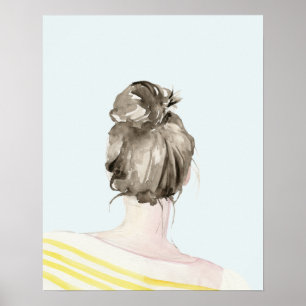 Póster Brown Hair Top Knot Bun