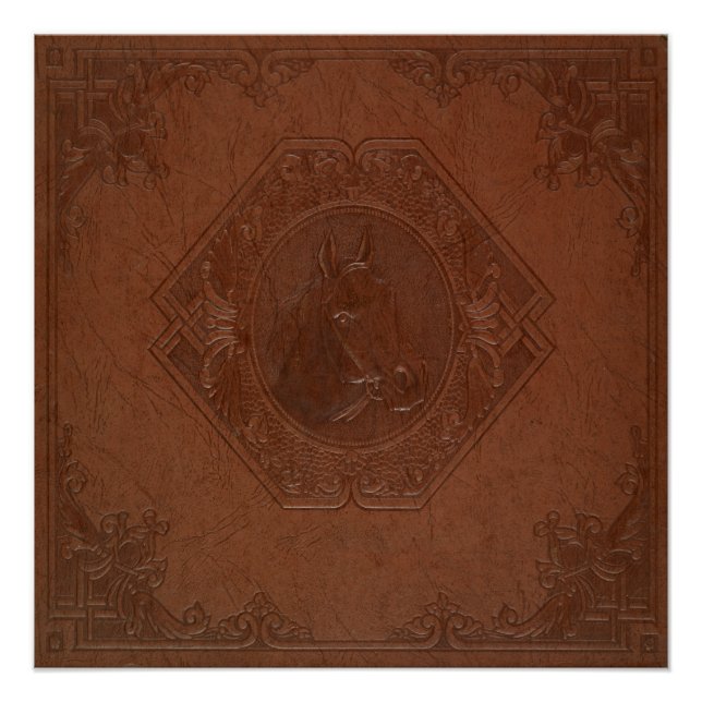 Póster Brown leather horse head vintage frame (Anverso)