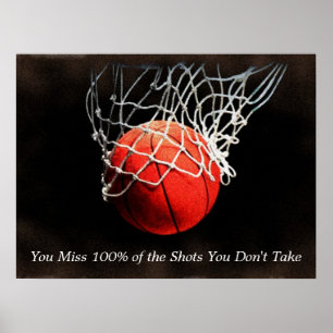 Póster Brown Orange Motivational Quote Basketball Poster
