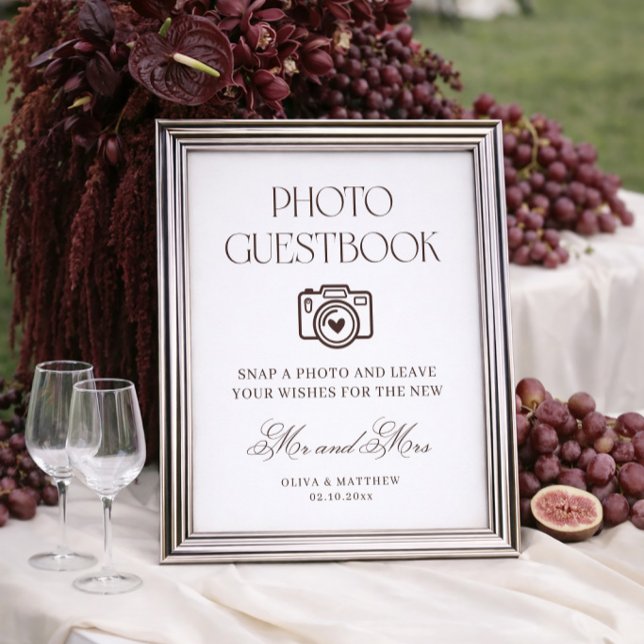 Póster Brown Photo Guest Book Wedding (Subido por el creador)