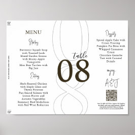 Póster Brown Simple Modern Tri-Fold Wedding Menu