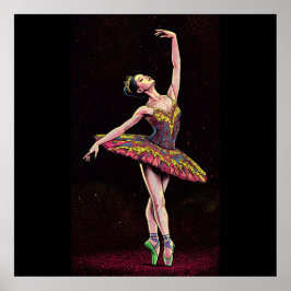 Póster Brown Tutu Ballerina Puzzle – Stunning Dance Art w