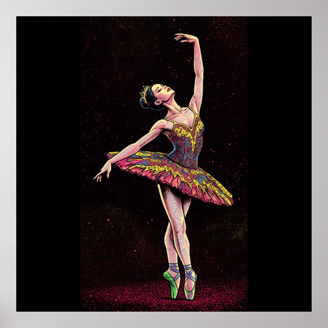 Póster Brown Tutu Ballerina Puzzle – Stunning Dance Art w (Frente)