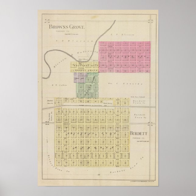 Póster Browns Groveand Burdett, Kansas (Frente)