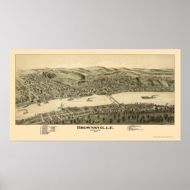 Póster Brownsville, mapa panorámico de la Autoridad Pales (Frente)