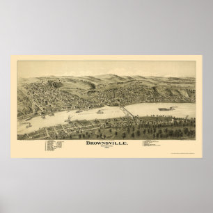 Póster Brownsville, mapa panorámico del PA - 1902