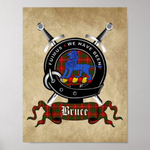 Póster Bruce Clan Badge & Tartan 8.5x11 Poster