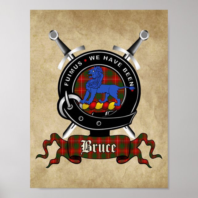 Póster Bruce Clan Badge & Tartan 8.5x11 Poster (Frente)