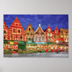 Póster Bruges poster con Grote Markt