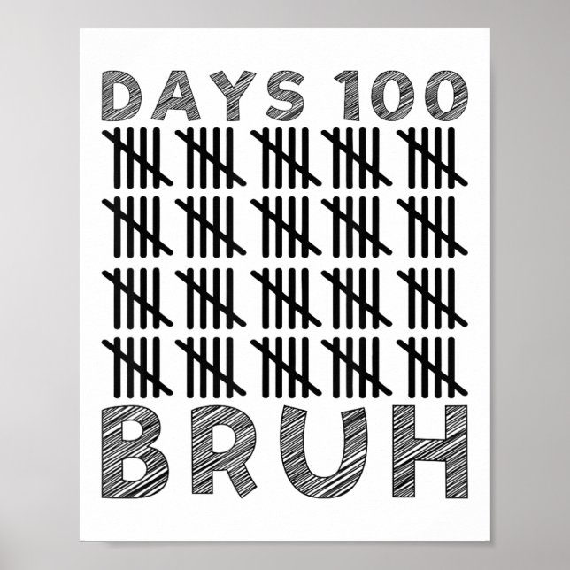 Póster Bruh 100° Día De La Escuela 100 Días De Niños Esco (Frente)