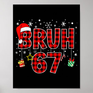 Póster Bruh 67 Meme Divertido Navidad Cuadro Rojo Pijama