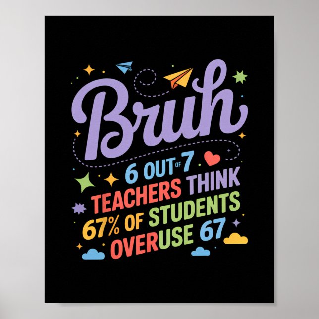 Póster Bruh 67 Profesor Meme Divertido Cita Escolar  (Frente)