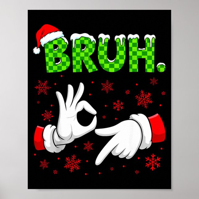 Póster Bruh 67 Santa Hand Six Seven Meme Christmas Matchi (Frente)