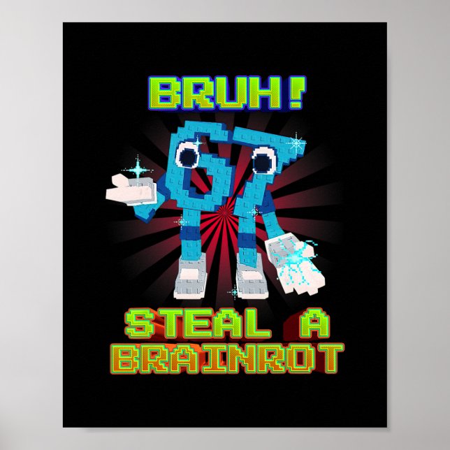 Póster Bruh 67 Seis Siete 6-7 Divertido Meme Brainrot Par (Frente)