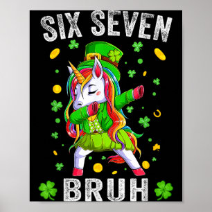 Póster Bruh 6 7 meme día de San Patricio seis siete niños