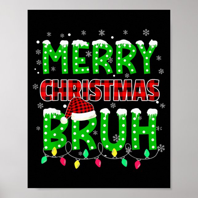 Póster Bruh Christmas Red Plaid Teens Boys Kids Xmas Paja (Frente)