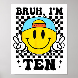 Póster Bruh Cumplo 10 10 Años Cumpleaños Genial Chicos Ch