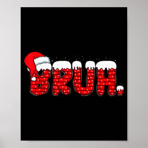 Póster Bruh Divertido Navidad Chimenea Roja Adolescentes 