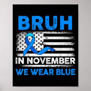 Póster Bruh En Noviembre Usamos Ribbon Blue Vintage Ameri