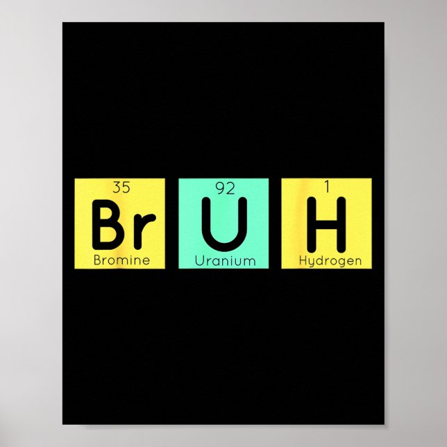 Póster Bruh Funny Chemistry Gift Meme Periodic Table Meme (Frente)